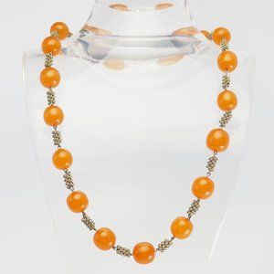 Vintage retro handmade Baltic amber round bead necklace Latvia